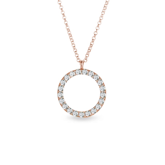 Diamond circular pendant in rose gold