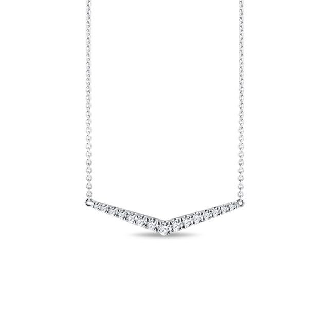 DIAMOND V-SHAPED NECKLACE IN WHITE GOLD - DIAMOND NECKLACES - NECKLACES