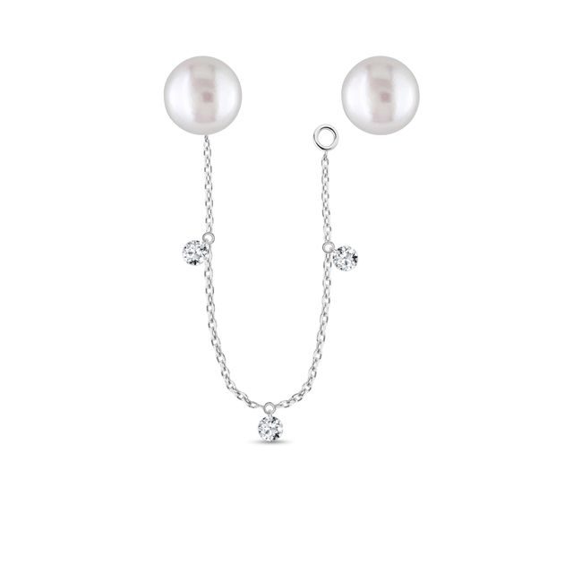 VARIABLE PERLENOHRRINGE MIT DIAMANTEN IN WEISSGOLD - OHRRINGE DIAMANT - OHRRINGE
