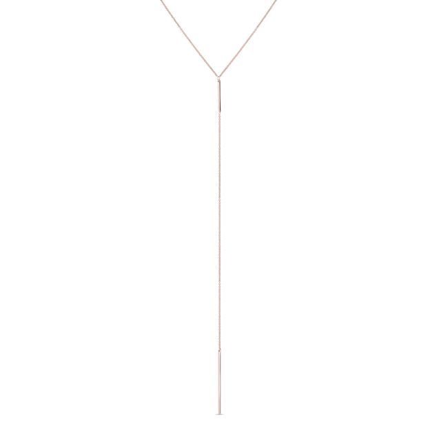 ROSE GOLD CHAIN NECKLACE WITH VERTICAL HANGING BARS - ROSE GOLD NECKLACES - NECKLACES