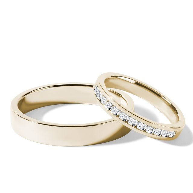 MINIMALIST WEDDING RING SET IN GOLD - YELLOW GOLD WEDDING SETS - WEDDING RINGS