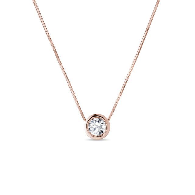 ELEGANTNÝ PRÍVESOK Z RUŽOVÉHO ZLATA S DIAMANTOM - NÁHRDELNÍKY S DIAMANTMI - NÁHRDELNÍKY