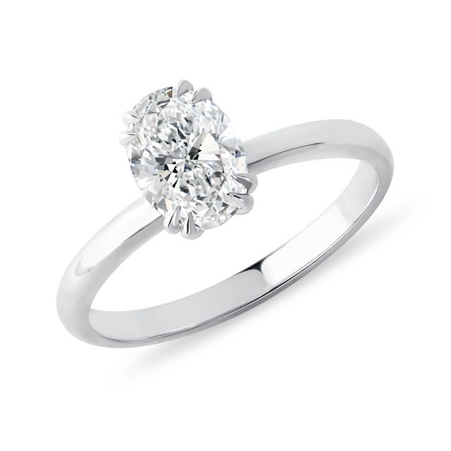 OVAL DOUBLE PRONG LAB GROWN DIAMOND RING IN WHITE GOLD - RINGS WITH LAB-GROWN DIAMONDS - ENGAGEMENT RINGS