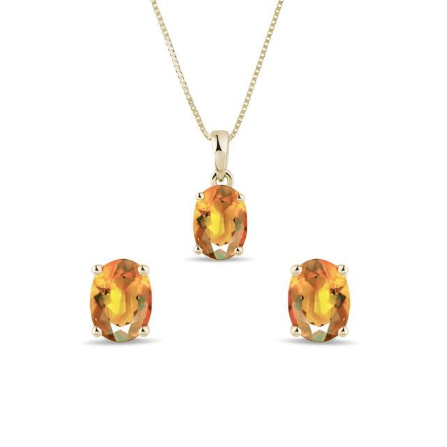 14K YELLOW GOLD CITRINE JEWELRY SET - JEWELRY SETS - FINE JEWELRY