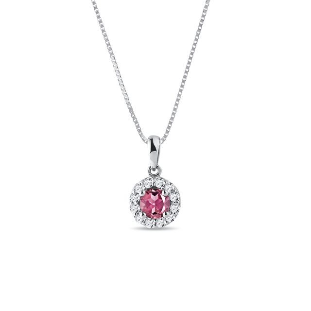 Tourmaline and diamond necklace in white gold