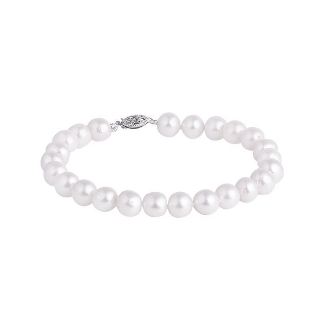 BRACELET DE PERLES D'EAU DOUCE AVEC FERMOIR EN OR BLANC - BRACELETS EN PERLES - PERLES