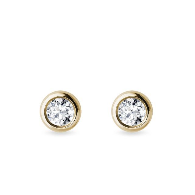 3.55 mm diamond bezel earrings in yellow gold