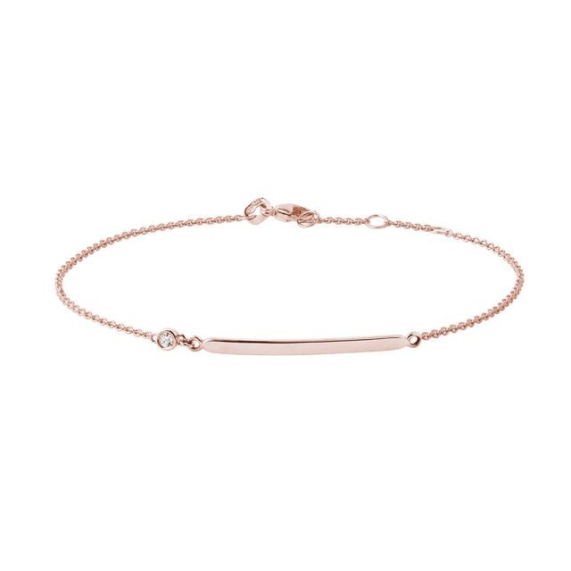 BRACELET EN OR ROSE AVEC BÂTONNET ET DIAMANT - BRACELETS AVEC DIAMANTS - BRACELETS