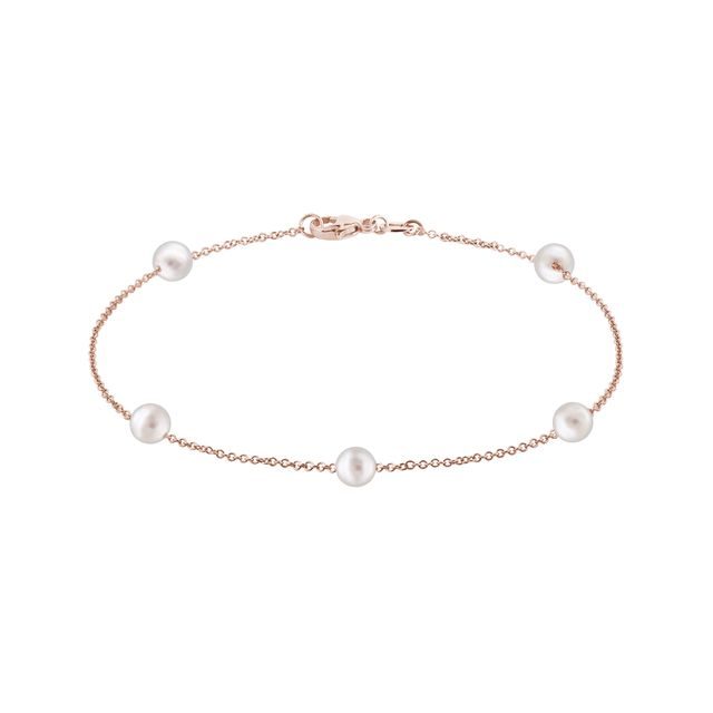 FEINES KETTENARMBAND MIT PERLEN IN ROSÉGOLD - PERLEN ARMBÄNDER - PERLEN