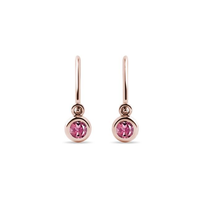 Children's earrings with tourmalines in rose gold