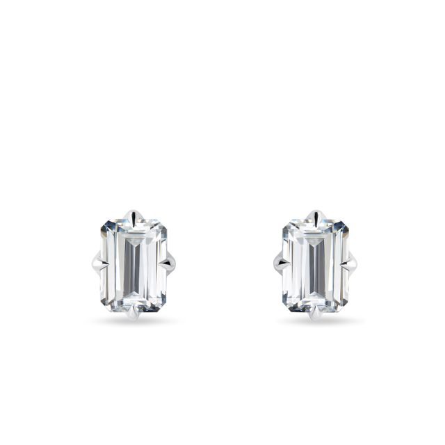 NÁUŠNICE Z BIELEHO 14K ZLATA S LAB GROWN DIAMANTMI - NAPICHOVACIE NÁUŠNICE S DIAMANTMI - NÁUŠNICE