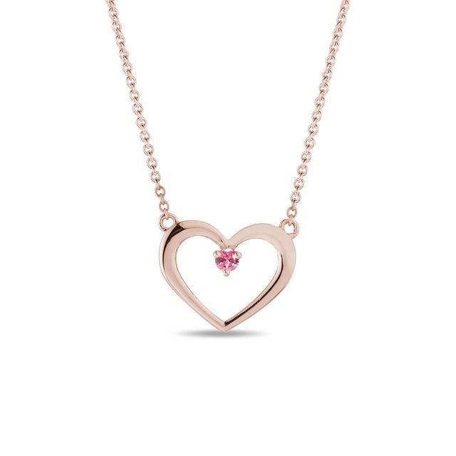 PINK SAPPHIRE HEART NECKLACE IN ROSE GOLD - SAPPHIRE NECKLACES - NECKLACES