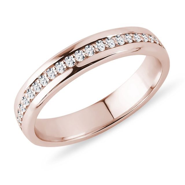 BAGUE DE MARIAGE POUR HOMMES EN OR ROSE AVEC DIAMANTS - ALLIANCES DE MARIAGE HOMMES - ALLIANCES DE MARIAGE