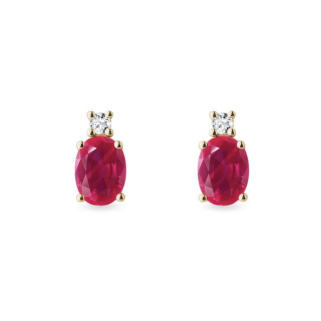 RUBY AND DIAMOND GOLD EARRINGS - RUBY EARRINGS - EARRINGS