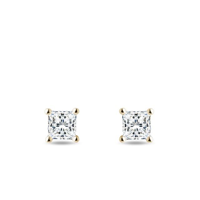 PRINCESS CUT DIAMOND EARRINGS IN GOLD - DIAMOND STUD EARRINGS - EARRINGS