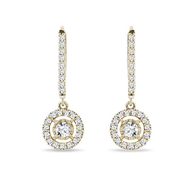 BOUCLES D'OREILLES EN OR JAUNE DELUXE AVEC DIAMANTS TAILLE BRILLANT - BOUCLES D'OREILLES EN DIAMANT - BOUCLES D'OREILLES