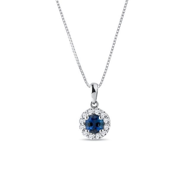 SAPPHIRE AND DIAMOND NECKLACE IN WHITE GOLD - SAPPHIRE NECKLACES - NECKLACES