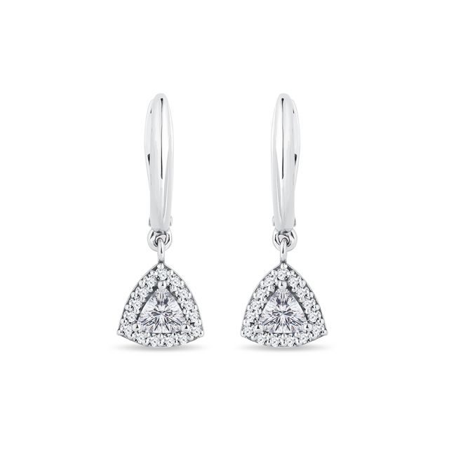 BOUCLES D'OREILLES EN OR BLANC AVEC DIAMANTS TAILLE TRILLION - BOUCLES D'OREILLES EN DIAMANT - BOUCLES D'OREILLES