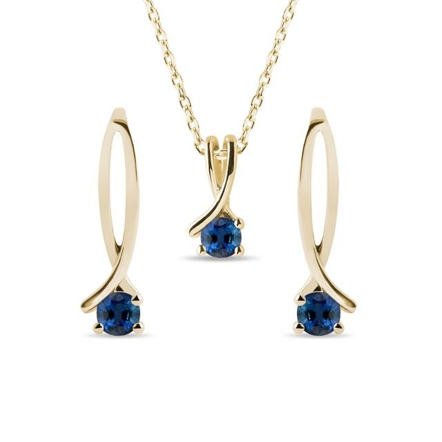 Sapphire Yellow Gold Ribbon Jewellery Set