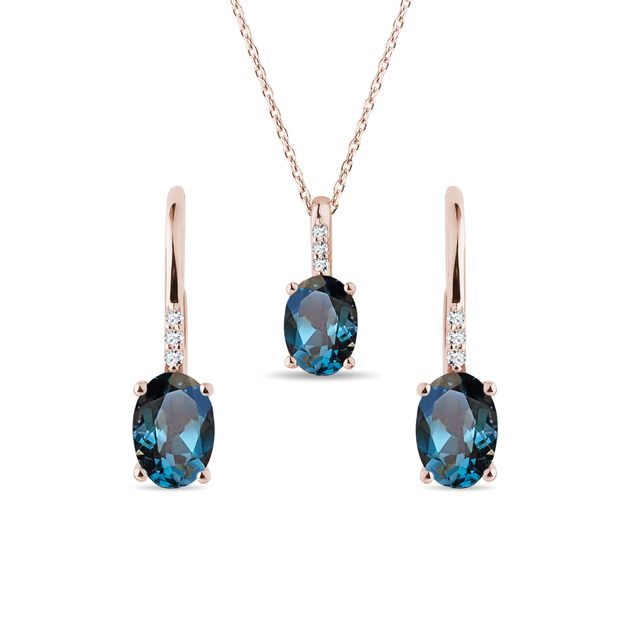 LONDON TOPAZ NECKLACE AND EARRING SET IN ROSE GOLD - JEWELRY SETS - FINE JEWELRY