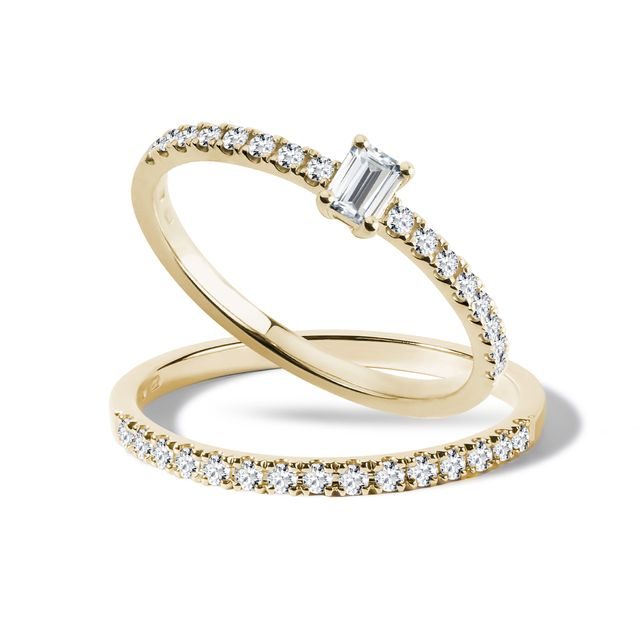 SET ZÁSNUBNÍHO A SNUBNÍHO PRSTENU S DIAMANTY VE 14K ZLATĚ - SADY SNUBNÍCH A ZÁSNUBNÍCH PRSTENŮ - ZÁSNUBNÍ PRSTENY