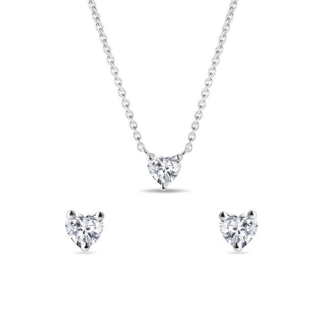 WEISSGOLDENES SET AUS HERZFÖRMIGEN DIAMANTEN - SCHMUCK SETS DIAMANT - SCHMUCK