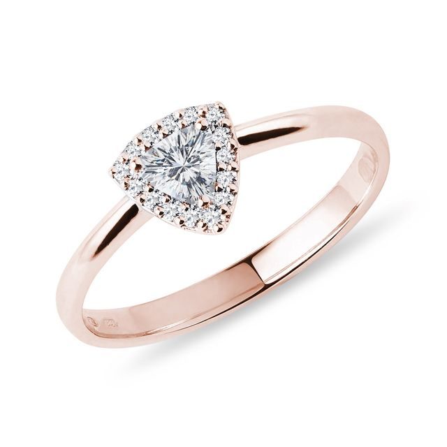 Prsten s diamantem v brusu trilion v růžovém zlatě