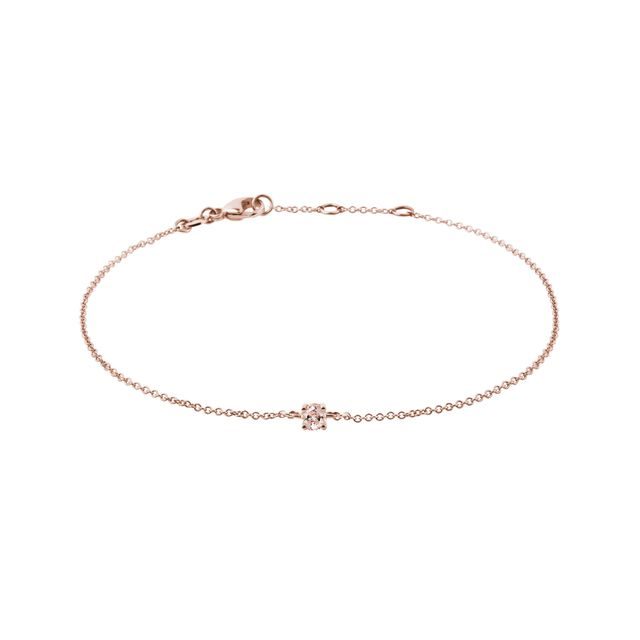 BRACELET AVEC CHAÎNE EN OR ROSE ET MORGANITE - BRACELETS AVEC GEMMES - BRACELETS