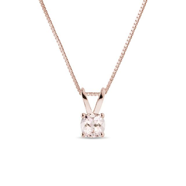 COLLIER EN OR ROSE AVEC PENDENTIF ET MORGANITE - COLLIERS AVEC MORGANITE - COLLIERS