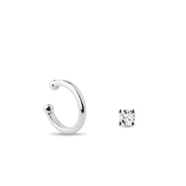 WHITE GOLD SINGLE EARRING SET - DIAMOND SETS - FINE JEWELRY