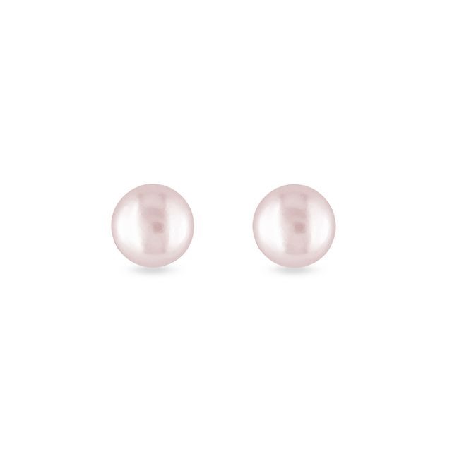 Pink freshwater pearl earrings in rose gold