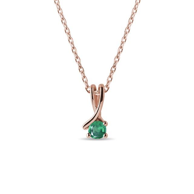 EMERALD NECKLACE IN ROSE GOLD - EMERALD NECKLACES - NECKLACES
