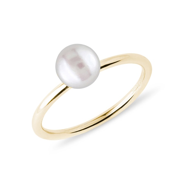 FRESHWATER PEARL RING IN YELLOW GOLD - PEARL RINGS - PEARL JEWELLERY