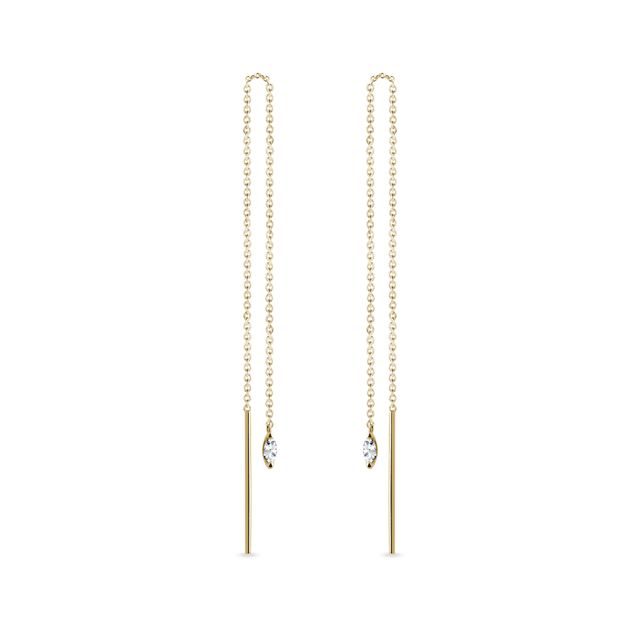 GOLD CHAIN THREADER EARRINGS WITH MARQUISE DIAMONDS - DIAMOND EARRINGS - EARRINGS