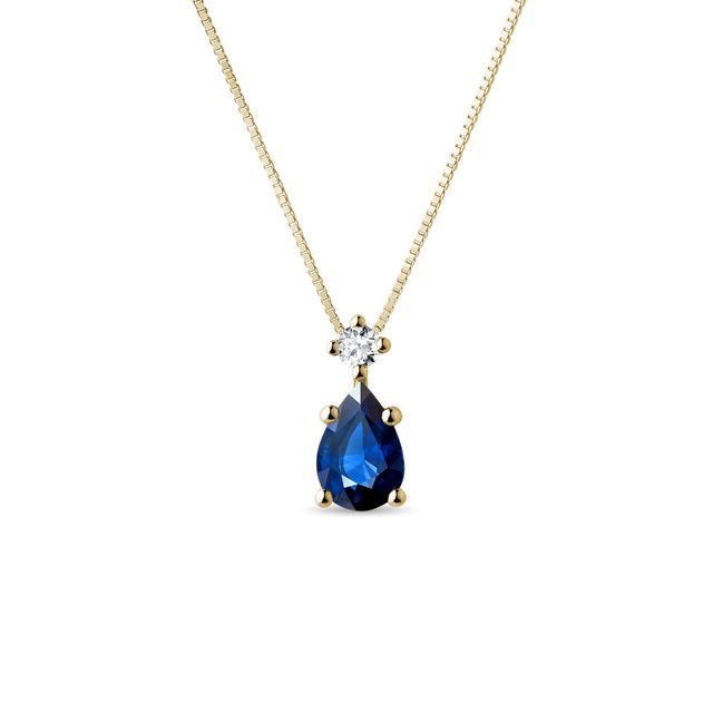 SAPPHIRE AND DIAMOND PENDANT IN GOLD - SAPPHIRE NECKLACES - NECKLACES