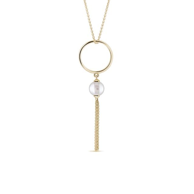 PEARL PENDANT NECKLACE IN 14K YELLOW GOLD - PEARL PENDANTS - PEARL JEWELRY