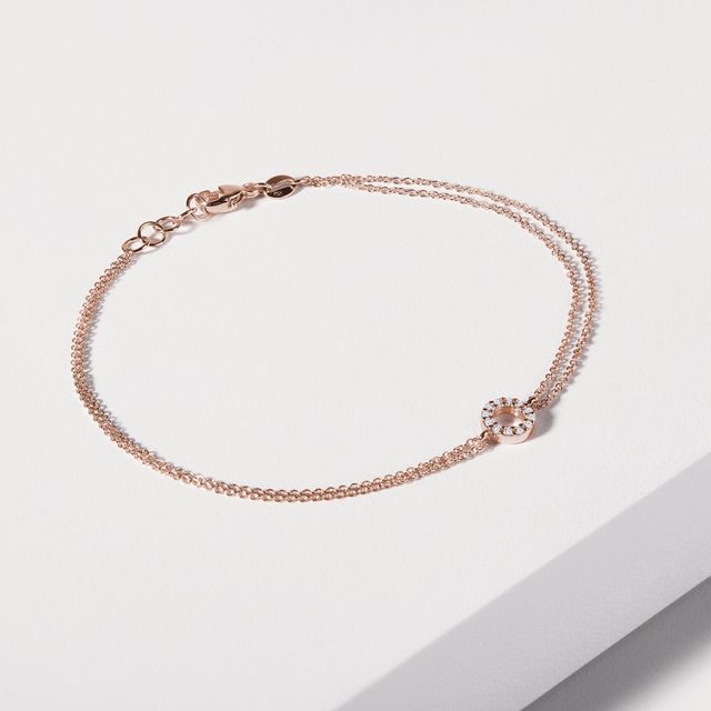 Rose Gold Bracelet with Six Brilliants KLENOTA