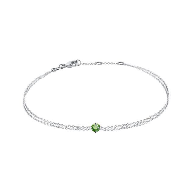 GREEN DIAMOND DOUBLE CHAIN BRACELET IN WHITE GOLD - DIAMOND BRACELETS - BRACELETS