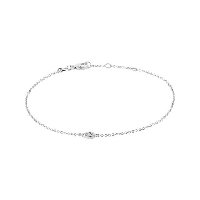 BRACELET EN OR BLANC AVEC BRELOQUE EN FORME DE GOUTTE ET DIAMANTS - BRACELETS AVEC DIAMANTS - BRACELETS