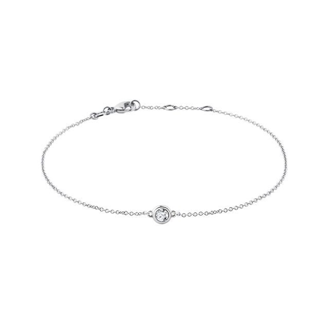 BRACELET EN OR BLANC SERTI D'UN DIAMANT - BRACELETS AVEC DIAMANTS - BRACELETS