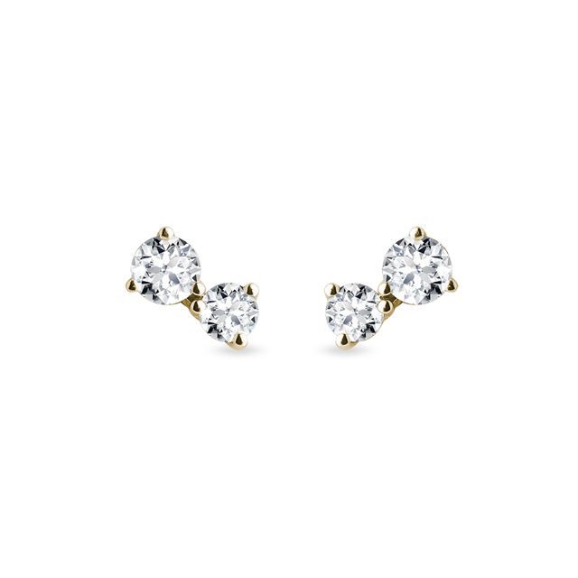 Modern diamond earrings in yellow gold