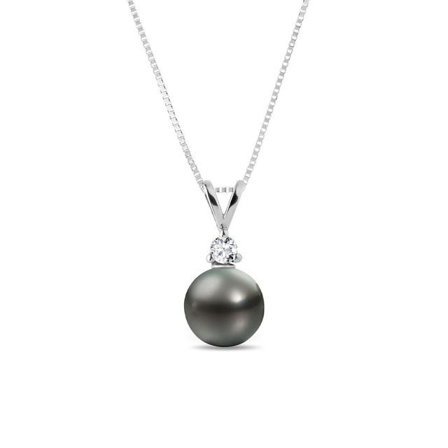 TAHITIAN PEARL AND DIAMOND PENDANT IN 14KT GOLD - PEARL PENDANTS - PEARL JEWELLERY