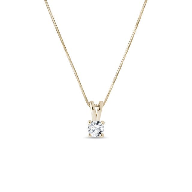 YELLOW GOLD NECKLACE WITH A DIAMOND PENDANT - DIAMOND NECKLACES - NECKLACES