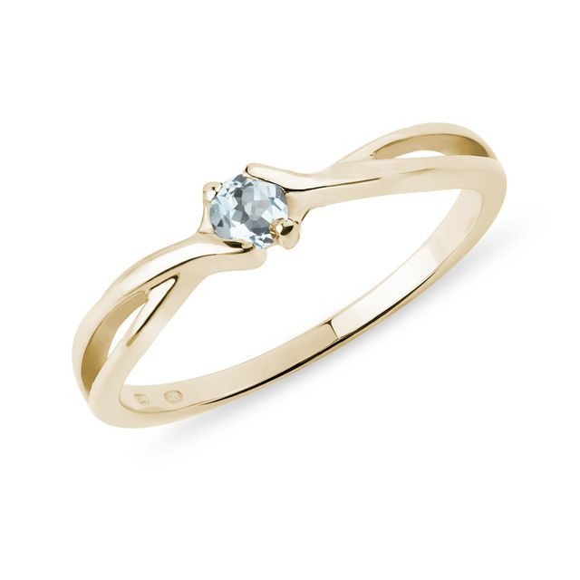 INTERTWINED AQUAMARINE RING IN YELLOW GOLD - AQUAMARINE RINGS - RINGS