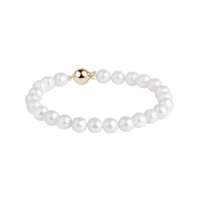 WHITE AKOYA PEARL BRACELET WITH A GOLD CLASP - PEARL BRACELETS - PEARL JEWELLERY