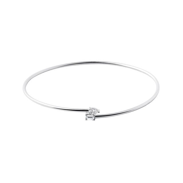 DIAMOND BANGLE BRACELET IN 14K WHITE GOLD - BANGLES & CUFF BRACELETS - BRACELETS