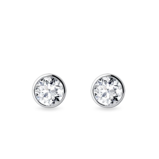 BOUCLES D'OREILLES DELUXE EN OR BLANC AVEC DIAMANTS 1CT - PUCES D'OREILLES EN DIAMANT - BOUCLES D'OREILLES