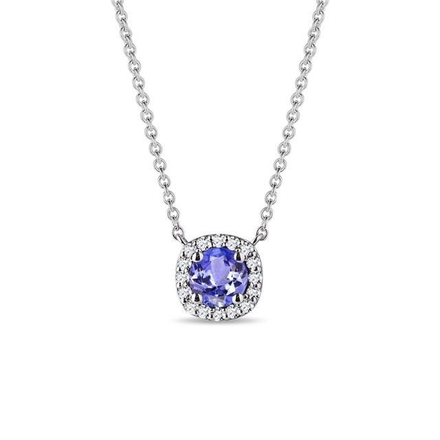 COLLIER AVEC BRILLANTS ET TANZANITE EN OR BLANC - COLLIERS