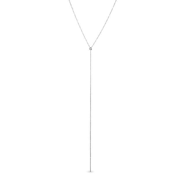 NECKLACE WITH BEZEL DIAMOND IN WHITE GOLD - DIAMOND NECKLACES - NECKLACES
