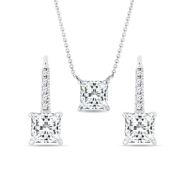 PARURE DE BIJOUX AVEC DIAMANTS DE LABORATOIRE EN OR BLANC - ENSEMBLES DE BIJOUX EN DIAMANT - BIJOUX